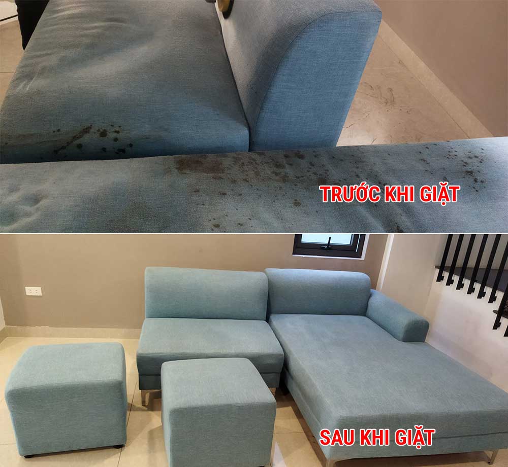 Trước và sau khi giặt ghế sofa